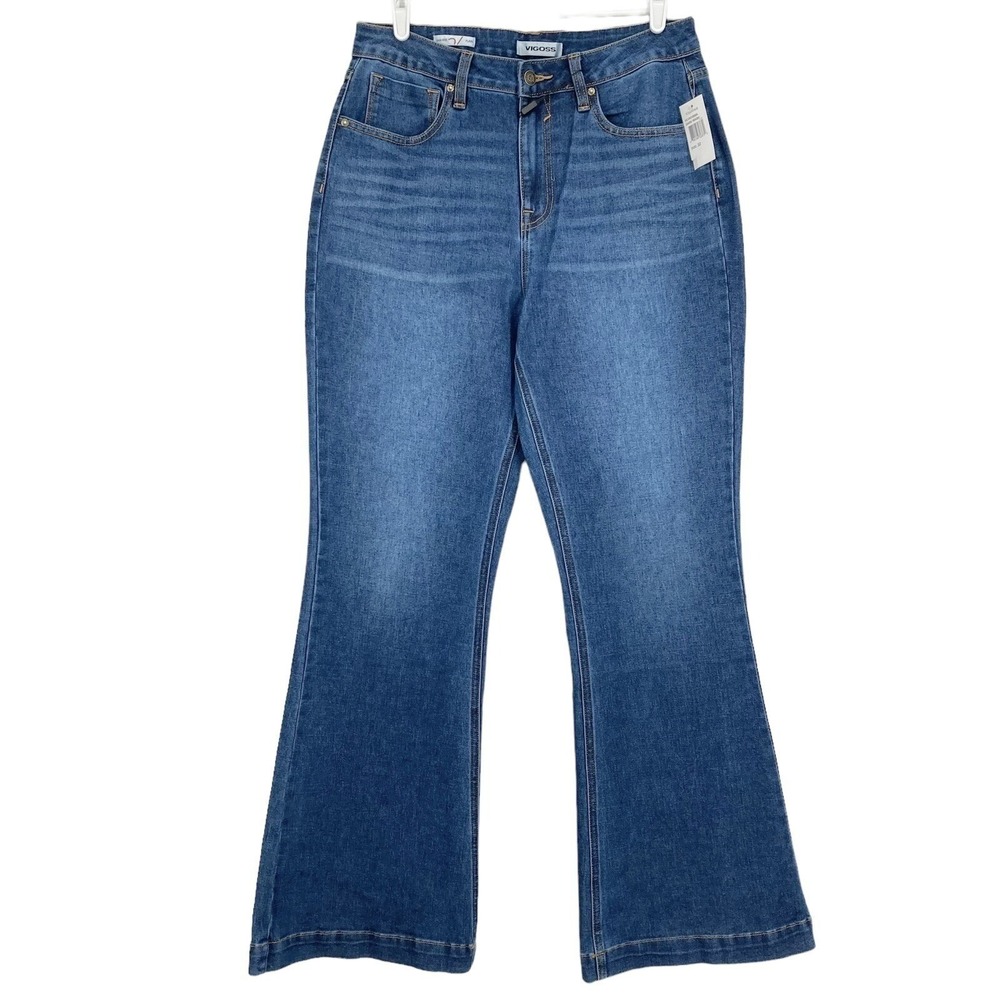VIGOSS Women's Ace Blue Denim Jeans Size 32 High Rise Flare Leg Stretch NWT